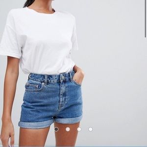 ASOS DESIGN denim Ritson mom shorts in blue